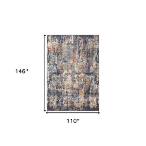 HomeRoots 10' Abstract Light Gray, Blue, and Ivory Runner Rug - Durable, Stain-Resistant Design for High-Traffic Areas 9' X 12' 532188
