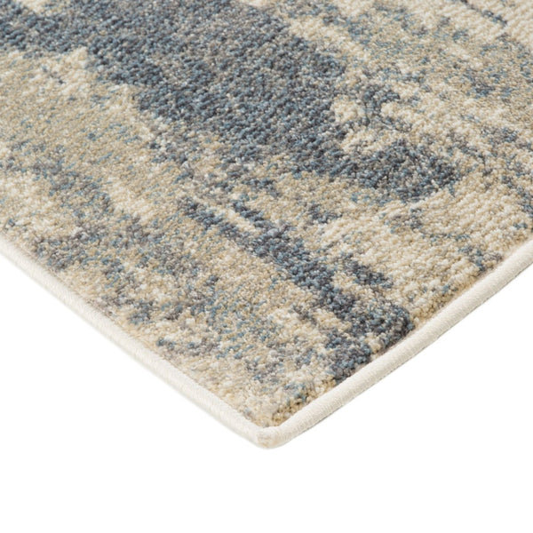 HomeRoots 10' Contemporary Ivory Blue and Gray Abstract Runner Rug for Stylish Hallways and Entryways 5' X 8' 532191