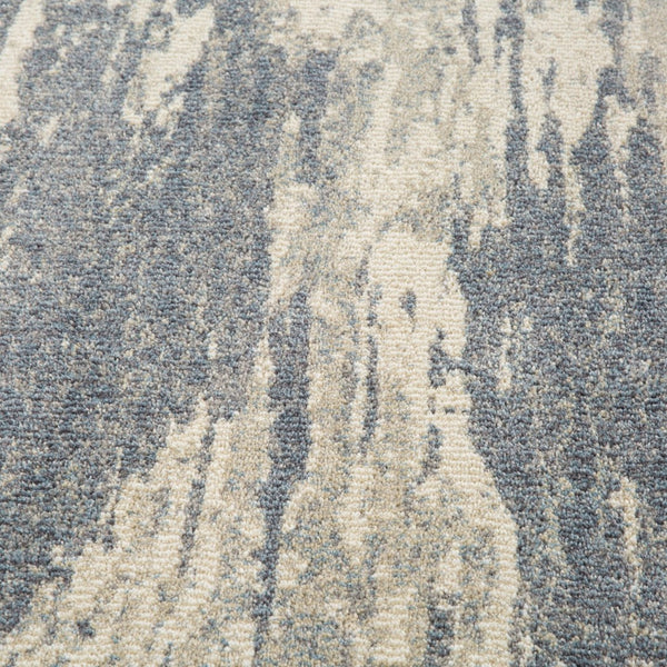 HomeRoots 10' Contemporary Ivory Blue and Gray Abstract Runner Rug for Stylish Hallways and Entryways 5' X 8' 532191