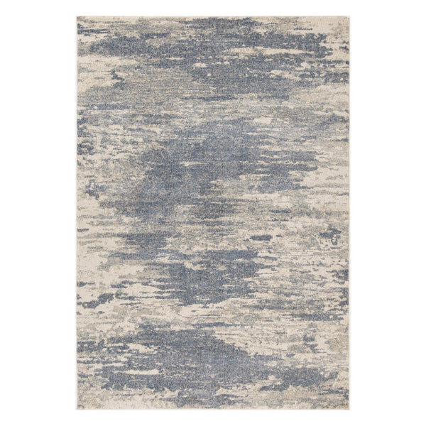HomeRoots 10' Contemporary Ivory Blue and Gray Abstract Runner Rug for Stylish Hallways and Entryways 6' X 9' 532192