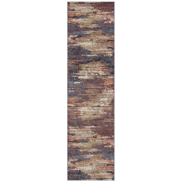HomeRoots 10' Contemporary Ivory Blue and Gray Abstract Runner Rug for Stylish Hallways and Entryways 10' Runner 532196