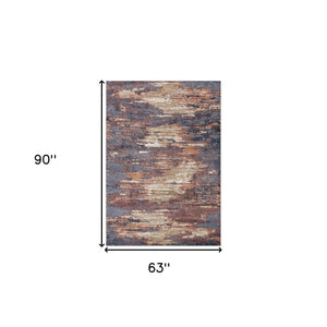 HomeRoots 10' Contemporary Ivory Blue and Gray Abstract Runner Rug for Stylish Hallways and Entryways 5' X 8' 532197