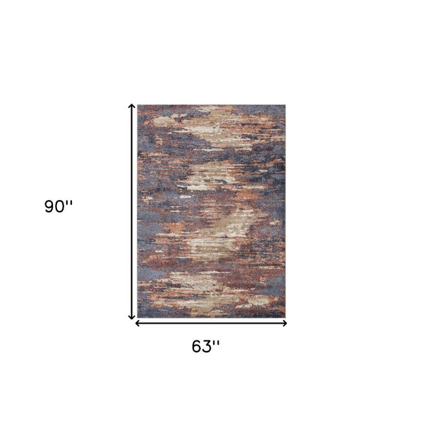 HomeRoots 10' Contemporary Ivory Blue and Gray Abstract Runner Rug for Stylish Hallways and Entryways 5' X 8' 532197