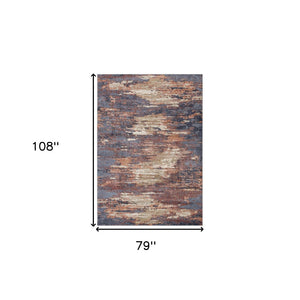 HomeRoots 10' Contemporary Ivory Blue and Gray Abstract Runner Rug for Stylish Hallways and Entryways 6' X 9' 532198