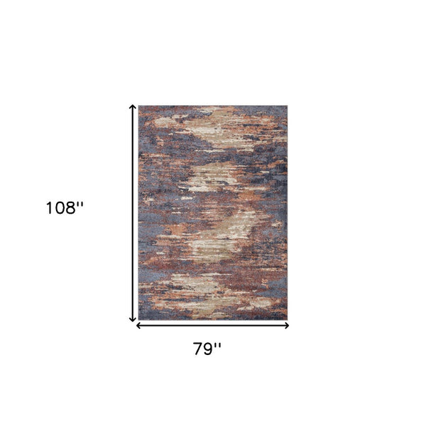 HomeRoots 10' Contemporary Ivory Blue and Gray Abstract Runner Rug for Stylish Hallways and Entryways 6' X 9' 532198