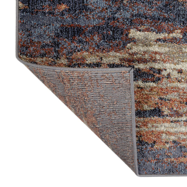 HomeRoots 10' Contemporary Ivory Blue and Gray Abstract Runner Rug for Stylish Hallways and Entryways 8' X 10' 532199