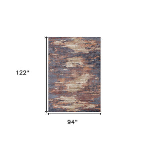 HomeRoots 10' Contemporary Ivory Blue and Gray Abstract Runner Rug for Stylish Hallways and Entryways 8' X 10' 532199