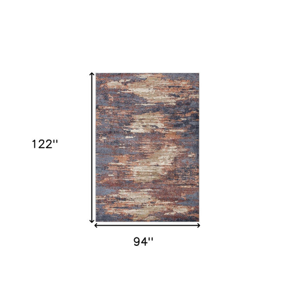 HomeRoots 10' Contemporary Ivory Blue and Gray Abstract Runner Rug for Stylish Hallways and Entryways 8' X 10' 532199