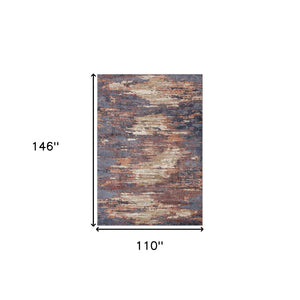 HomeRoots 10' Contemporary Ivory Blue and Gray Abstract Runner Rug for Stylish Hallways and Entryways 9' X 12' 532200