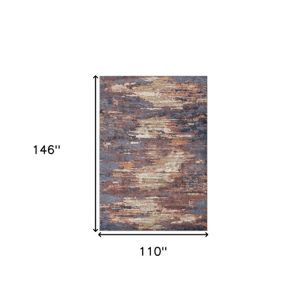 HomeRoots 10' Contemporary Ivory Blue and Gray Abstract Runner Rug for Stylish Hallways and Entryways 9' X 12' 532200