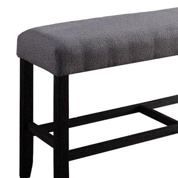 English Elm 1pc Counter Height Bench Espresso Upholstered Padded Seat 48"W x 14"D x 25"H Wood Frame Durable Footrest Support B2741P328579
