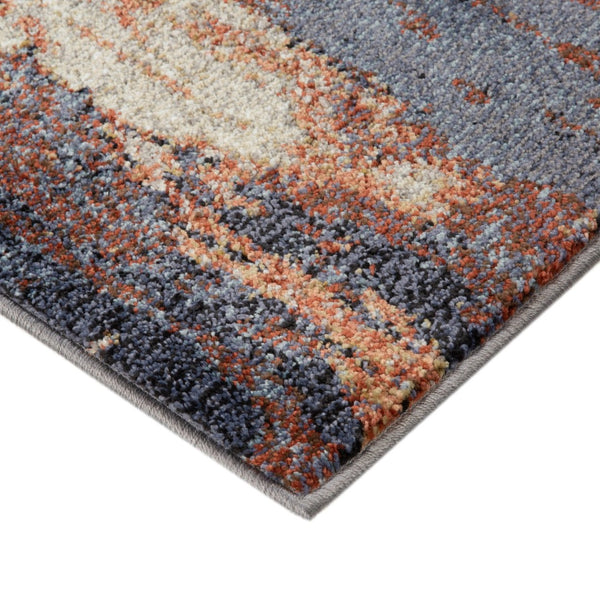 HomeRoots 10' Contemporary Ivory Blue and Gray Abstract Runner Rug for Stylish Hallways and Entryways 10' Runner 532202