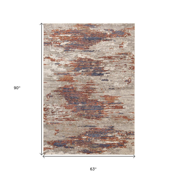 HomeRoots 10' Contemporary Ivory Blue and Gray Abstract Runner Rug for Stylish Hallways and Entryways 5' X 8' 532203