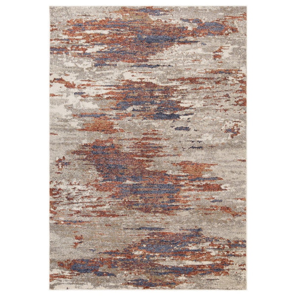 HomeRoots 10' Contemporary Ivory Blue and Gray Abstract Runner Rug for Stylish Hallways and Entryways 6' X 9' 532204