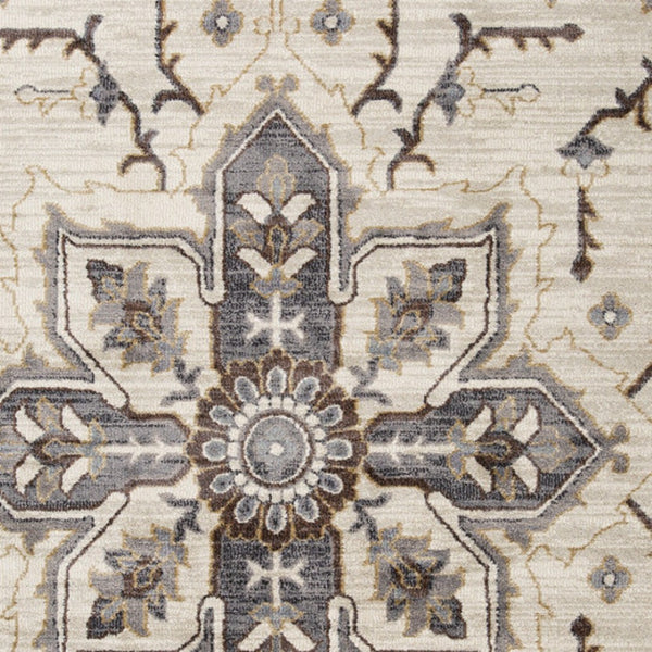 HomeRoots 10' Elegant Floral Medallion Runner Rug - Durable, Stain-Resistant Design for Timeless Charm 6' X 9' 532210