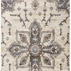 HomeRoots 10' Elegant Floral Medallion Runner Rug - Durable, Stain-Resistant Design for Timeless Charm 6' X 9' 532210