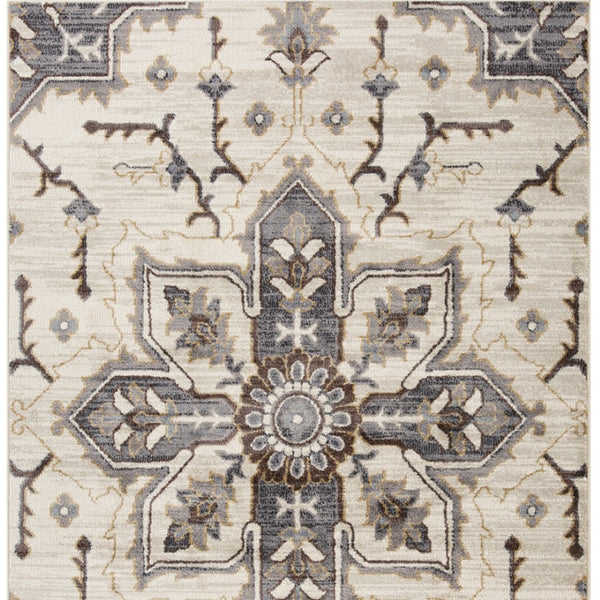 HomeRoots 10' Elegant Floral Medallion Runner Rug - Durable, Stain-Resistant Design for Timeless Charm 6' X 9' 532210