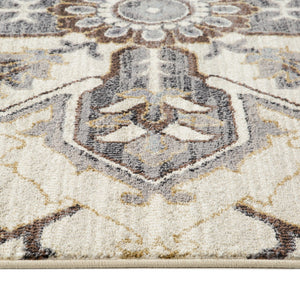 HomeRoots 10' Elegant Floral Medallion Runner Rug - Durable, Stain-Resistant Design for Timeless Charm 6' X 9' 532210
