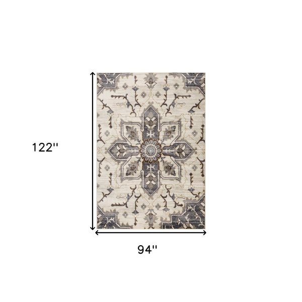 HomeRoots 10' Elegant Floral Medallion Runner Rug - Durable, Stain-Resistant Design for Timeless Charm 8' X 10' 532211
