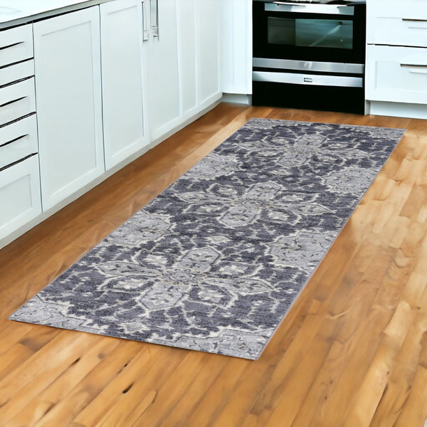 HomeRoots 10' Elegant Floral Medallion Runner Rug - Durable, Stain-Resistant Design for Timeless Charm 10' Runner 532214