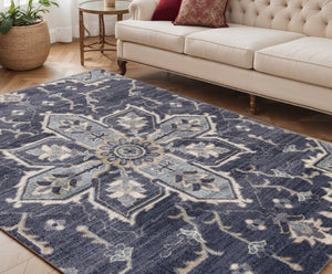 HomeRoots 10' Elegant Floral Medallion Runner Rug - Durable, Stain-Resistant Design for Timeless Charm 5' X 8' 532215