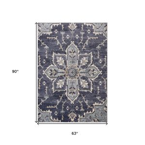 HomeRoots 10' Elegant Floral Medallion Runner Rug - Durable, Stain-Resistant Design for Timeless Charm 5' X 8' 532215
