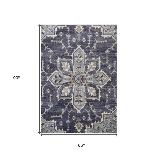HomeRoots 10' Elegant Floral Medallion Runner Rug - Durable, Stain-Resistant Design for Timeless Charm 5' X 8' 532215