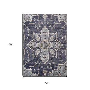 HomeRoots 10' Elegant Floral Medallion Runner Rug - Durable, Stain-Resistant Design for Timeless Charm 6' X 9' 532216