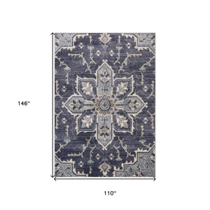 HomeRoots 10' Elegant Floral Medallion Runner Rug - Durable, Stain-Resistant Design for Timeless Charm 9' X 12' 532218