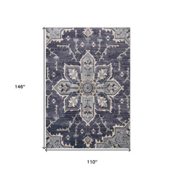 HomeRoots 10' Elegant Floral Medallion Runner Rug - Durable, Stain-Resistant Design for Timeless Charm 9' X 12' 532218