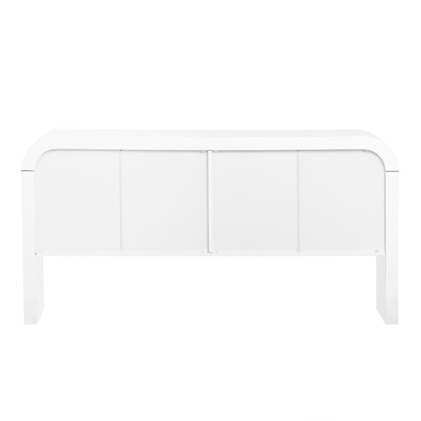 English Elm U_style Wave Door Pine Console Table Sculptural Storage for Entryway or Sofa N711P415846K