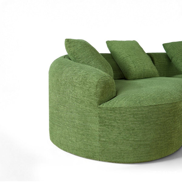 English Elm 110-inch Curved Chenille Modular Cloud Sofa Four Seat Plush Lounge for Living Room Green W5527S00005