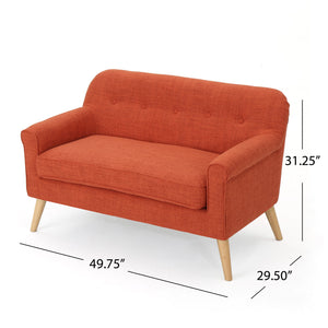 English Elm Christopher Knight Home® - LOVESEAT Elegant Two-Seater with Button-Tufting and Rolled Arms, 100% Polyester Fabric Comfort Orange 61035.00MORG