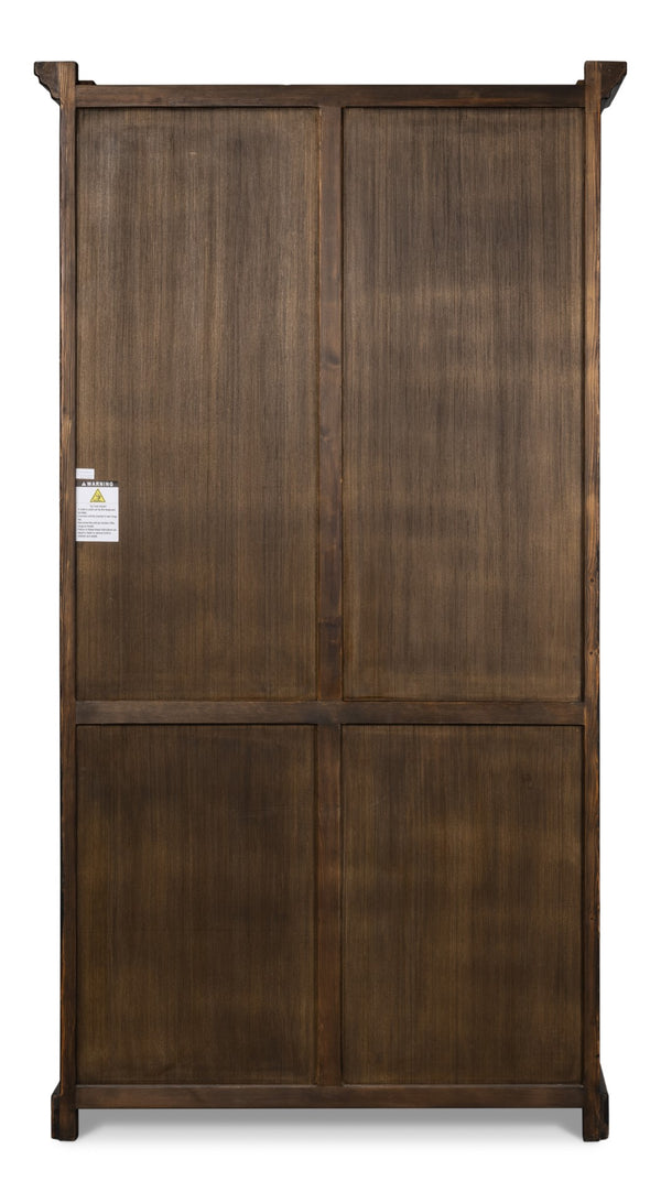 Sarreid Edgar Allan Glass Bookcase - Antique Black Finish With Reclaimed Pine For Timeless Elegance Black  53227-5