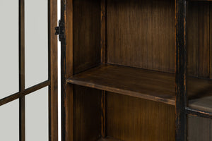 Sarreid Edgar Allan Glass Bookcase - Antique Black Finish With Reclaimed Pine For Timeless Elegance Black  53227-5