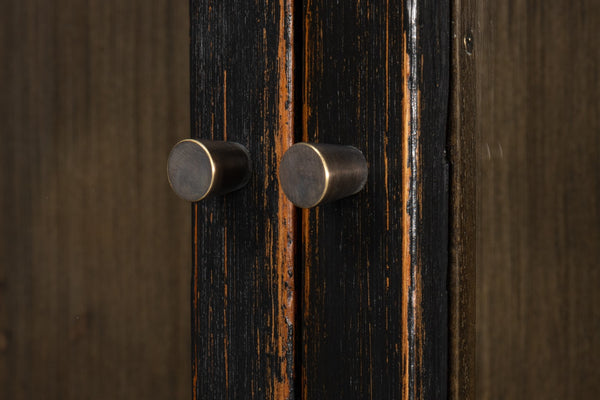 Sarreid Edgar Allan Glass Bookcase - Antique Black Finish With Reclaimed Pine For Timeless Elegance Black  53227-5