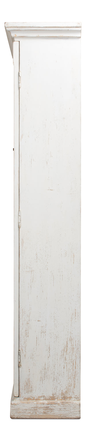 Sarreid Edgar Reclaimed Pine Glass Bookcase – Chic Whitewash Finish For Stylish Home Storage Solutions White  53227