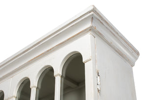 Sarreid Edgar Reclaimed Pine Glass Bookcase – Chic Whitewash Finish For Stylish Home Storage Solutions White  53227