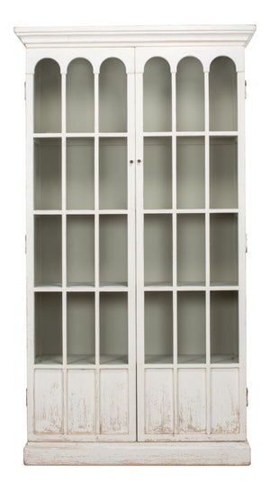Sarreid Edgar Reclaimed Pine Glass Bookcase – Chic Whitewash Finish For Stylish Home Storage Solutions White  53227
