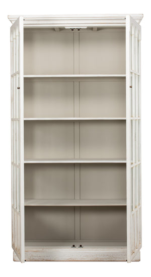 Sarreid Edgar Reclaimed Pine Glass Bookcase – Chic Whitewash Finish For Stylish Home Storage Solutions White  53227