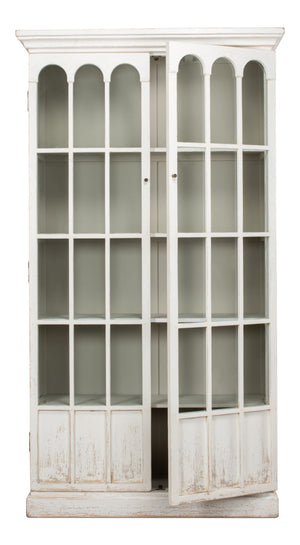 Sarreid Edgar Reclaimed Pine Glass Bookcase – Chic Whitewash Finish For Stylish Home Storage Solutions White  53227