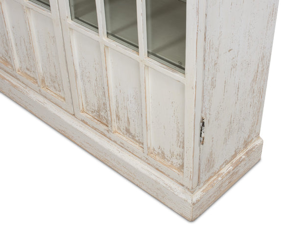 Sarreid Edgar Reclaimed Pine Glass Bookcase – Chic Whitewash Finish For Stylish Home Storage Solutions White  53227