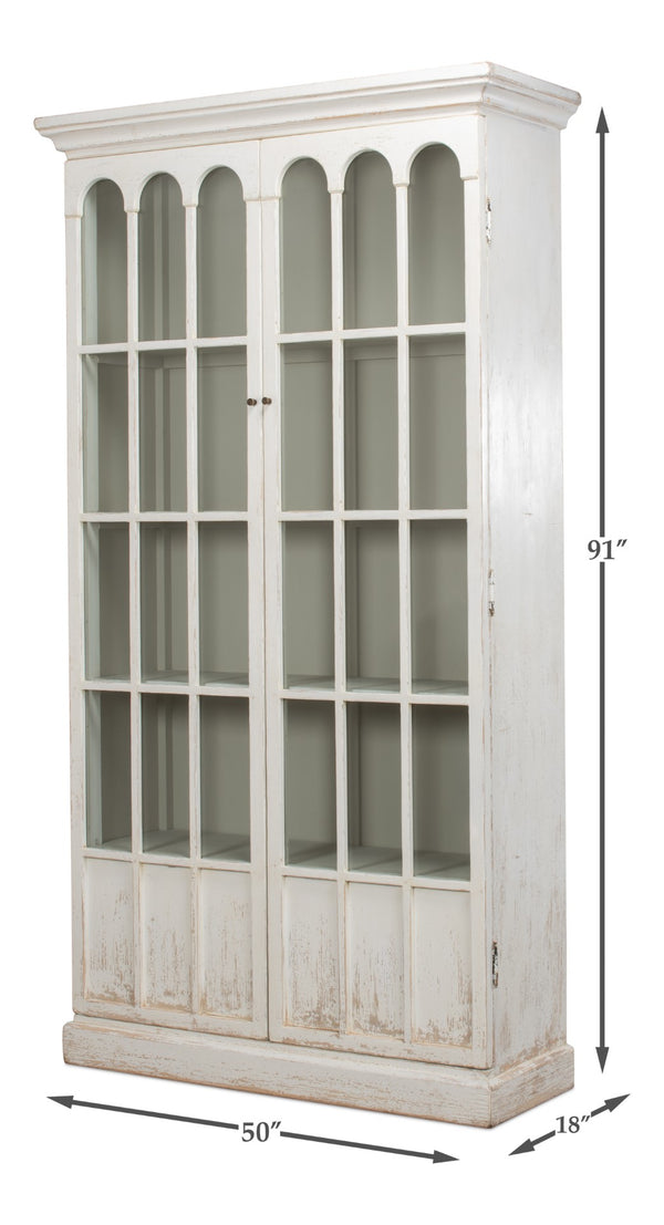 Sarreid Edgar Reclaimed Pine Glass Bookcase – Chic Whitewash Finish For Stylish Home Storage Solutions White  53227