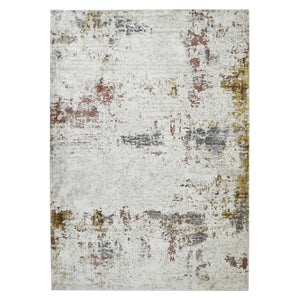 HomeRoots 5' Abstract Area Rug in Ivory, Red, and Gold - Modern Design for High-Traffic Spaces, Easy Care 5' X 8' 532299