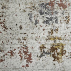 HomeRoots 5' Abstract Area Rug in Ivory, Red, and Gold - Modern Design for High-Traffic Spaces, Easy Care 5' X 8' 532299