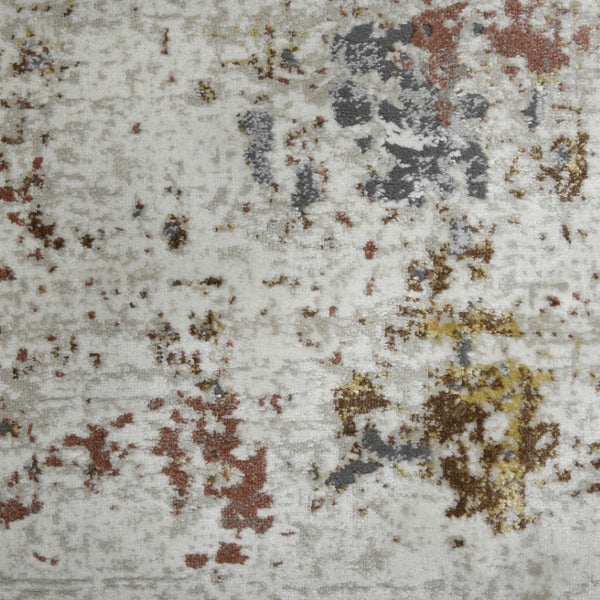 HomeRoots 5' Abstract Area Rug in Ivory, Red, and Gold - Modern Design for High-Traffic Spaces, Easy Care 5' X 8' 532299