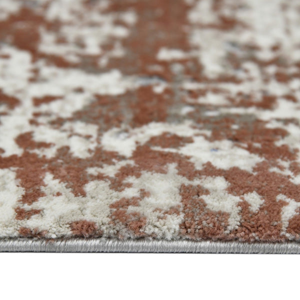 HomeRoots 5' Abstract Area Rug in Ivory, Red, and Gold - Modern Design for High-Traffic Spaces, Easy Care 5' X 8' 532299