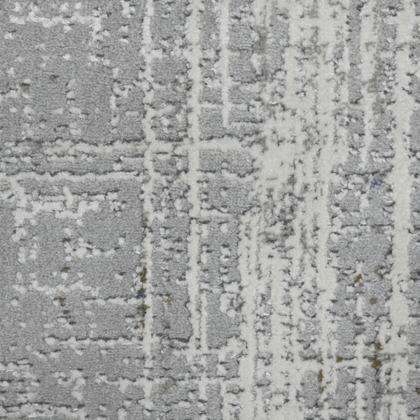 Homeroots 10' Abstract Ivory Blue And Gray Runner Rug - Durable, Stylish, And Perfect For Any Space Decor Gold Polypropylene,Polyester 532302