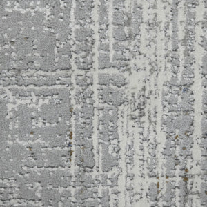 Homeroots 10' Abstract Ivory Blue And Gray Runner Rug - Durable, Stylish, And Perfect For Any Space Decor 5' X 8' Polypropylene,Polyester 532303