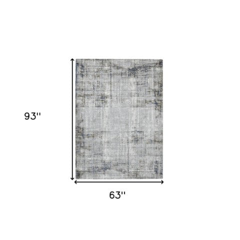 Homeroots 10' Abstract Ivory Blue And Gray Runner Rug - Durable, Stylish, And Perfect For Any Space Decor 5' X 8' Polypropylene,Polyester 532303